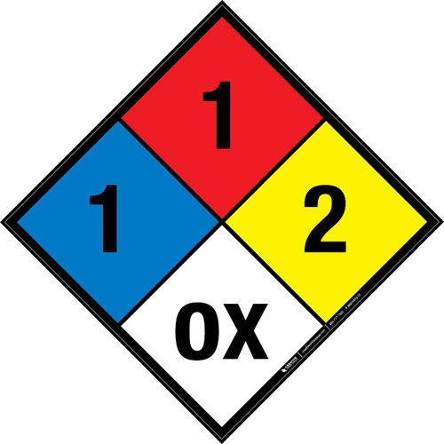 NFPA Diamond 704: 1-1-2 OX - Wall Sign