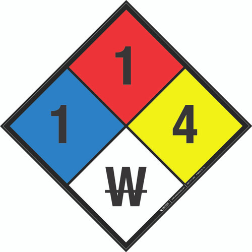 NFPA Diamond 704: 1-1-4 W - Wall Sign