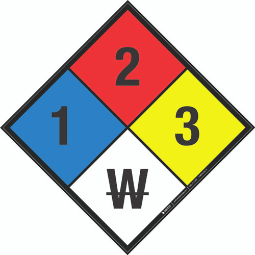 NFPA Diamond 704: 1-2-3 W - Wall Sign