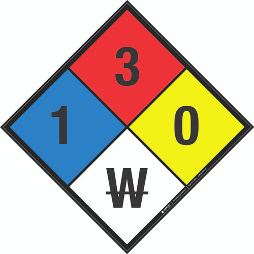 NFPA Diamond 704: 1-3-0 W - Wall Sign