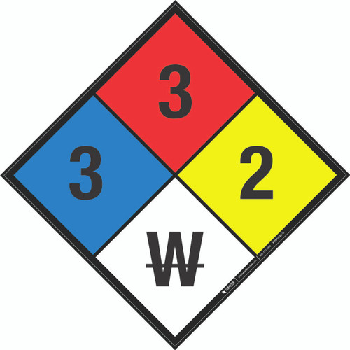 NFPA Diamond 704: 3-3-2 W - Wall Sign