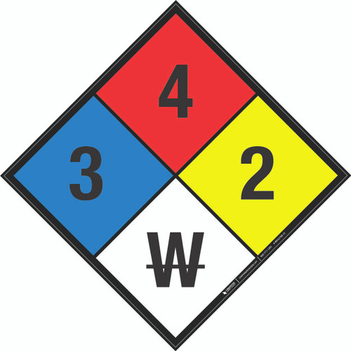 NFPA Diamond 704: 3-4-2 W - Wall Sign