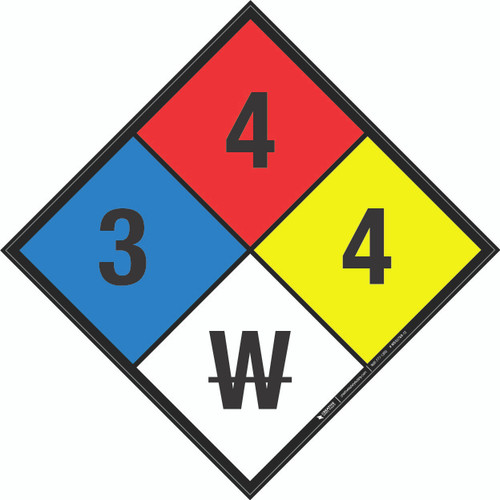 NFPA Diamond 704: 3-4-4 W - Wall Sign