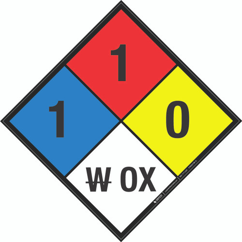 NFPA Diamond 704: 1-1-0 W OX - Wall Sign