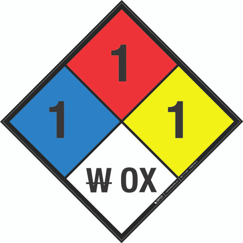 NFPA Diamond 704: 1-1-1 W OX - Wall Sign