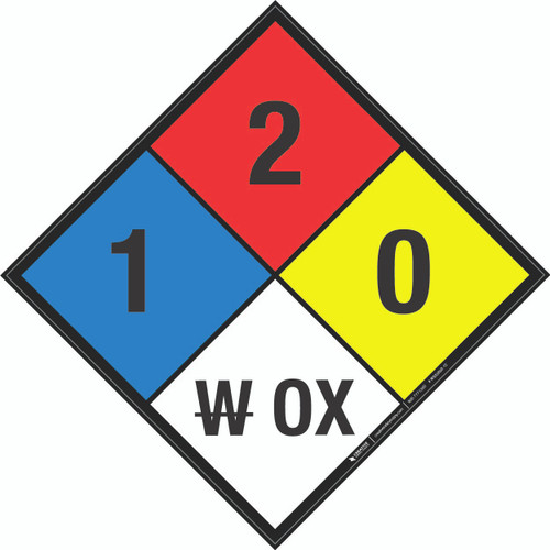NFPA Diamond 704: 1-2-0 W OX - Wall Sign