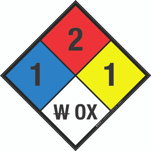 NFPA Diamond 704: 1-2-1 W OX - Wall Sign