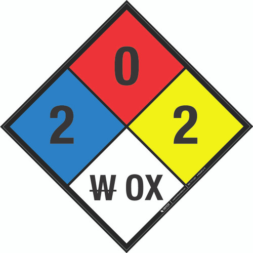 NFPA Diamond 704: 2-0-2 W OX - Wall Sign