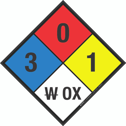 NFPA Diamond 704: 3-0-1 W OX - Wall Sign