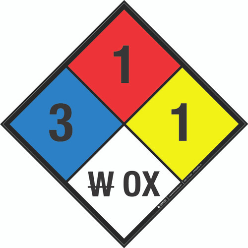 NFPA Diamond 704: 3-1-1 W OX - Wall Sign