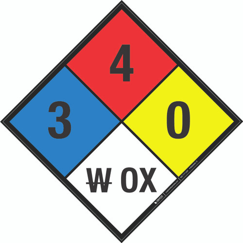 NFPA Diamond 704: 3-4-0 W OX - Wall Sign