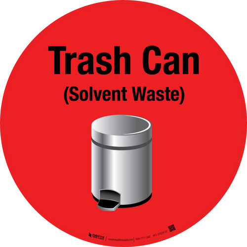 Floor Sign - Trash Can (Solvent Waste)