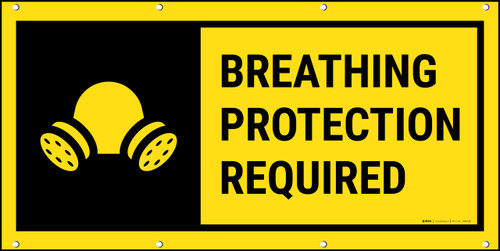 Breathing Protection Required Icon On Black Background Banner