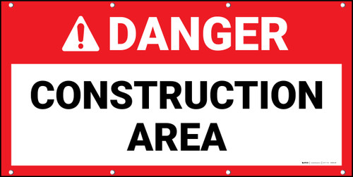 Danger Construction Area Red Banner