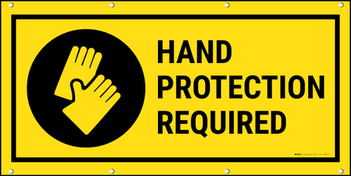 Hand Protection Required Icon On Black Circle Banner