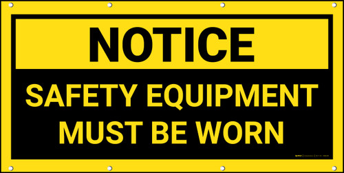 Notice Safety Equipment Must Be Worn Black Background Banner