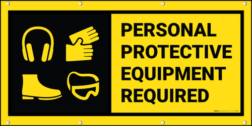 Personal Protective Equipment Required Black Background Banner