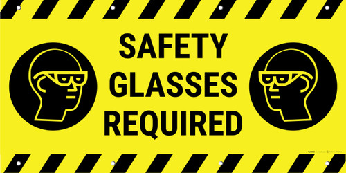 Safety Glasses Required Striped Banner