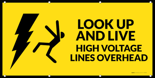 Look Up & Live! High Voltage Lines Overhead With Man icon