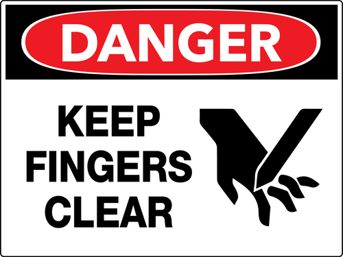 Danger Keep Fingers Clear Wall Sign