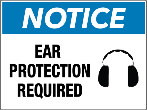 Notice Ear Protection Required Wall Sign