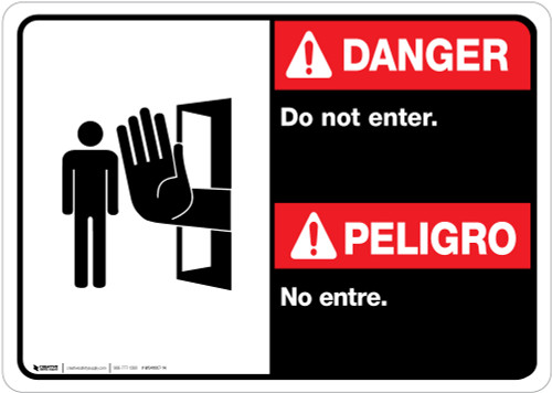 Bilingual Danger Do Not Enter Wall Sign