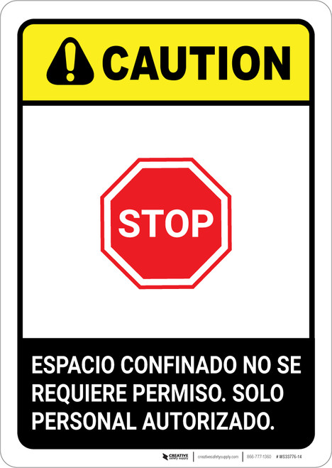 Caution: Non Permit Confined Space Spanish ANSI - Portrait Wall Sign