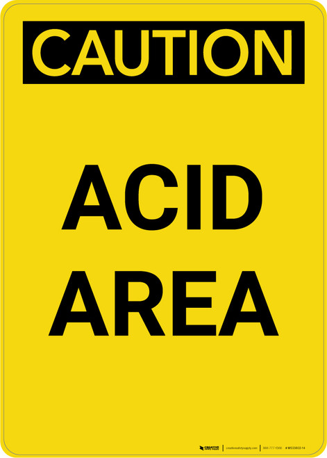 Caution: Acid Area - Portrait Wall Sign