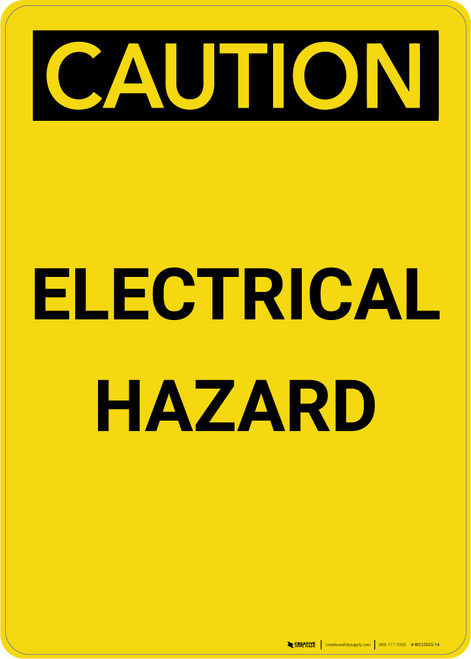 Caution: Electrical Hazard Warning - Portrait Wall Sign