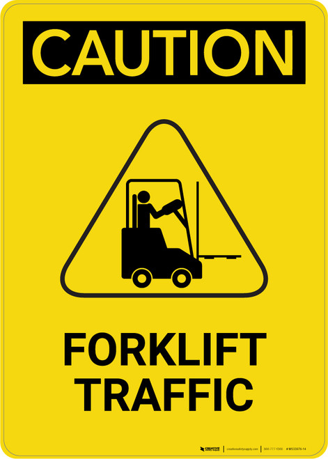 Caution: Forklift Traffic With Graphic - Portrait Wall Sign