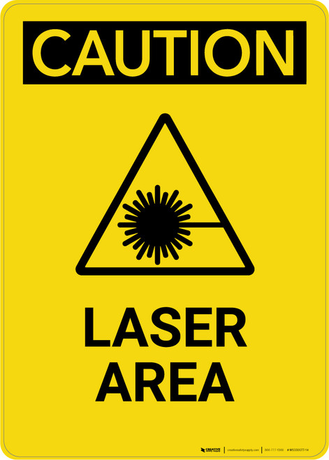 Caution: Laser Area with Hazard Graphic - Portrait Wall Sign