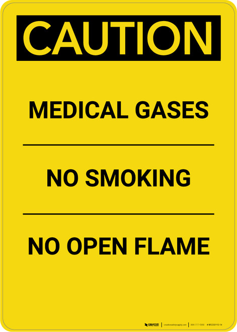 Caution: Medical Gases No Smoking - Portrait Wall Sign
