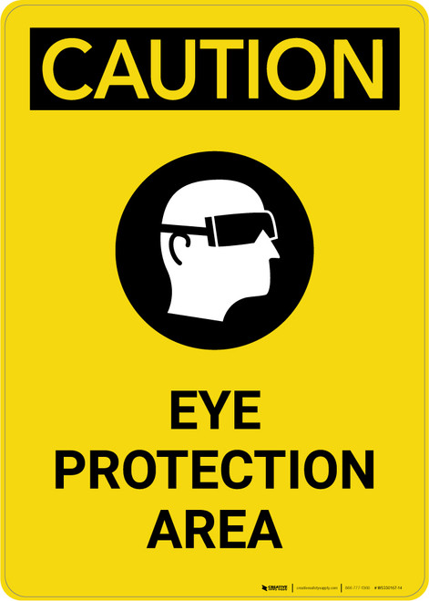 Caution: PPE Eye Protection Area with Graphic - Portrait Wall Sign