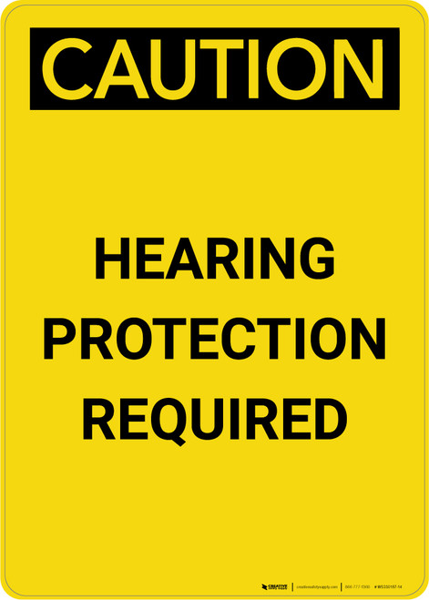 Caution: PPE Hearing Protection Required - Portrait Wall Sign