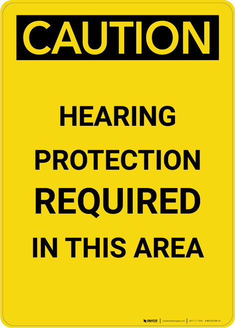 Caution: PPE Hearing Protection Required in this Area - Portrait Wall Sign