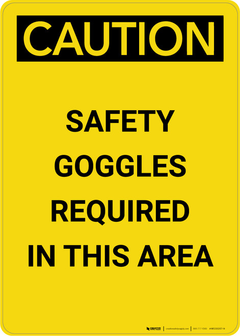 Caution: PPE Safety Goggles Required in This Area - Portrait Wall Sign