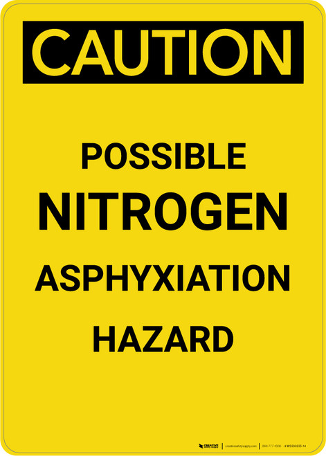 Caution: Possible Nitrogen Asphyciation Hazard - Portrait Wall Sign