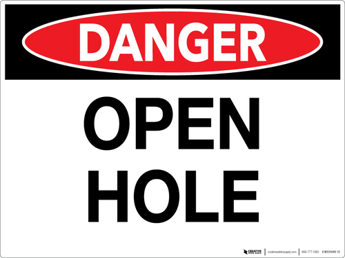 Danger: Open Hole - Wall Sign