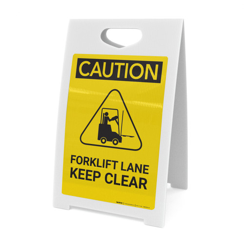 Caution: Forklift Lane Keep Clear Hazard Graphic - A-Frame Sign