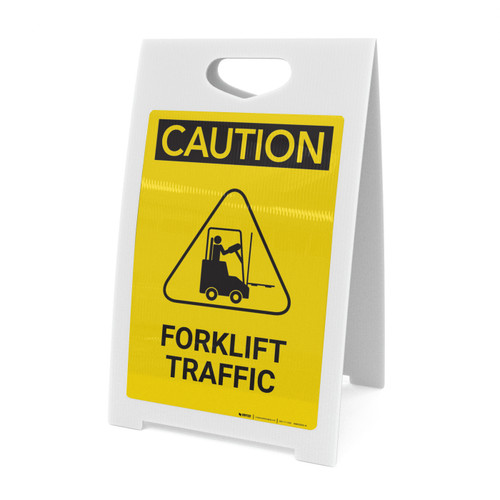 Caution: Forklift Traffic With Graphic - A-Frame Sign