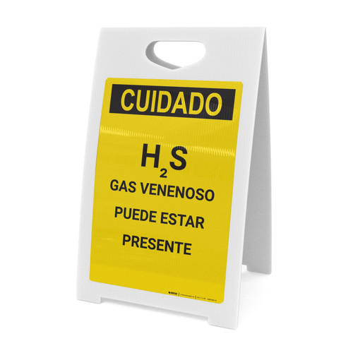 Caution: H2S Poisonous Gas May Be Present Spanish - A-Frame Sign