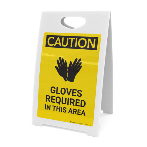 Caution: PPE Gloves Required in This Area - A-Frame Sign