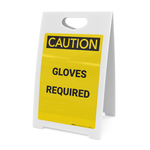 Caution: PPE Gloves Required - A-Frame Sign