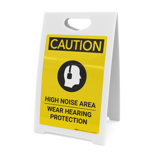 Caution: PPE High Noise Area Wear Hearing Protection with Graphic - A-Frame Sign