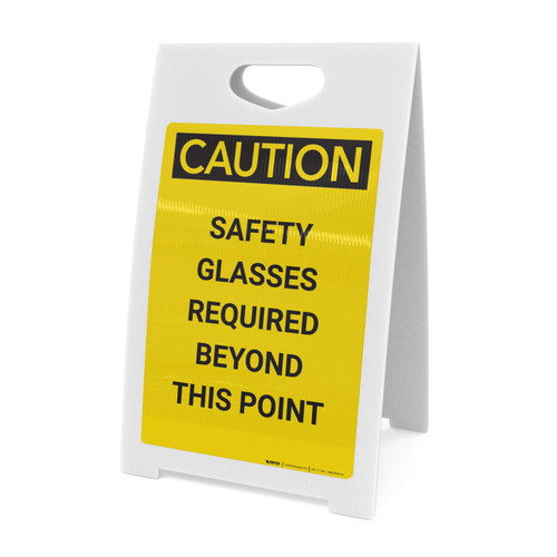 Caution: PPE Safety Glasses Required Beyond This Point - A-Frame Sign