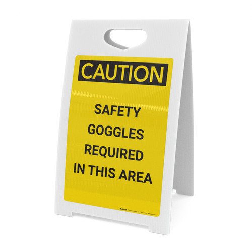 Caution: PPE Safety Goggles Required in This Area - A-Frame Sign