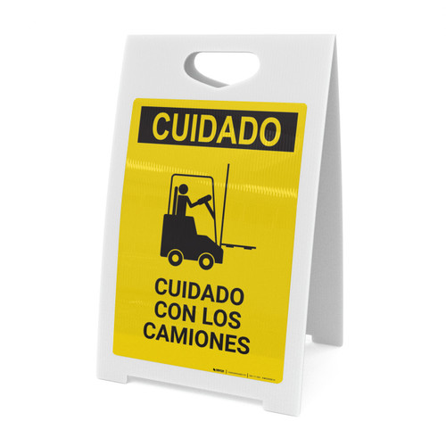 Caution: Watch For Lift Trucks Spanish - A-Frame Sign