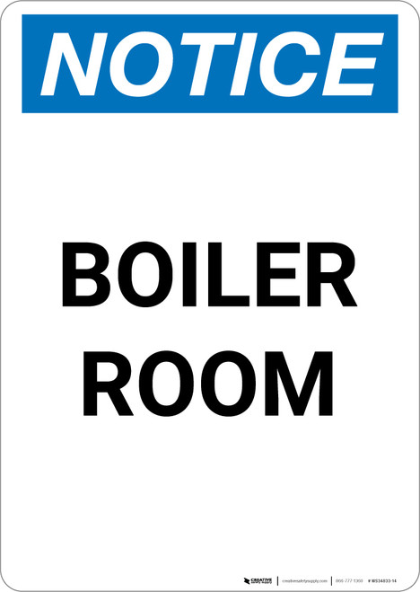 Notice: Boiler room - Portrait Wall Sign
