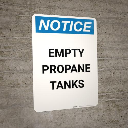 Notice: Empty Oxygen Cylinders Do Not Use - Portrait Wall Sign