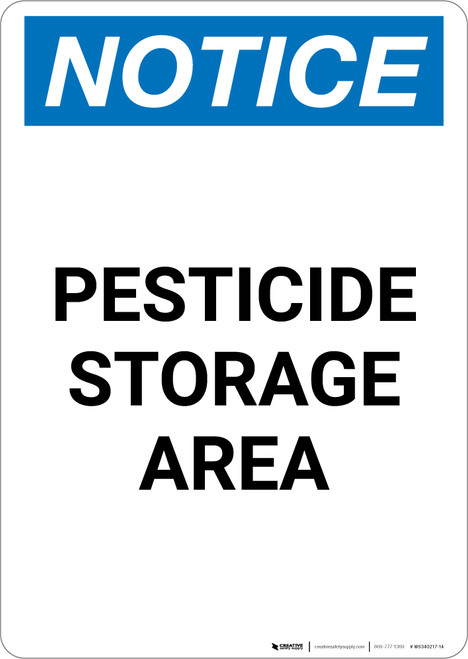 Notice: Pesticide Storage Area - Portrait Wall Sign